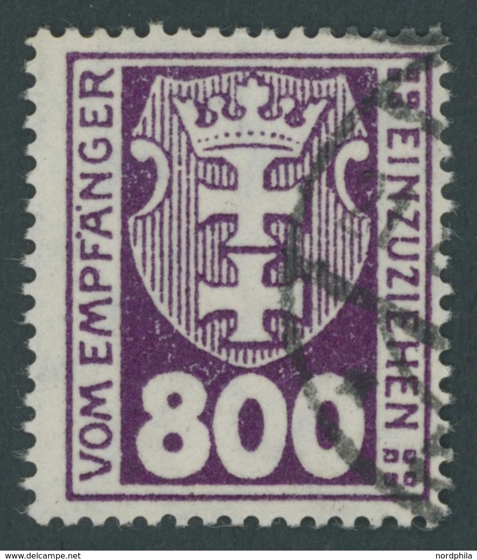 PORTOMARKEN P 20X O, 1923, 800 Pf. Dunkelpupur, Zeitgerechte Entwertung (DANZIG) 5 (b), Pracht, Fotoattest Soecknick, Mi - Otros & Sin Clasificación