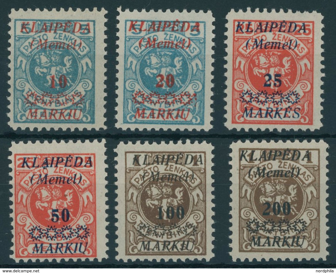 MEMELGEBIET 135-40 **, 1923, Staatsdruckerei Kowno, Postfrisch Prachtsatz, Mi. 220.- - Memel (Klaïpeda) 1923