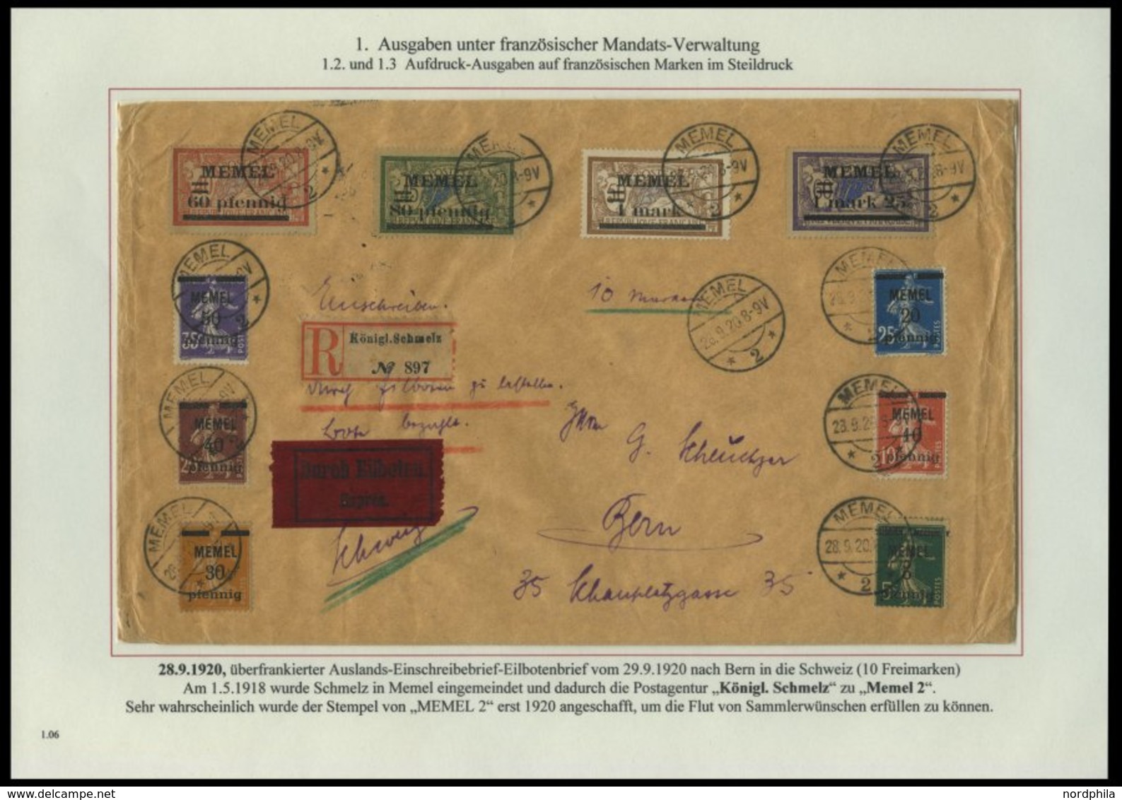 MEMELGEBIET o,Brief,BrfStk,**,* , reichhaltige saubere Teilsammlung Memel von 1920-1922 mit vielen Besonderheiten, Bogen