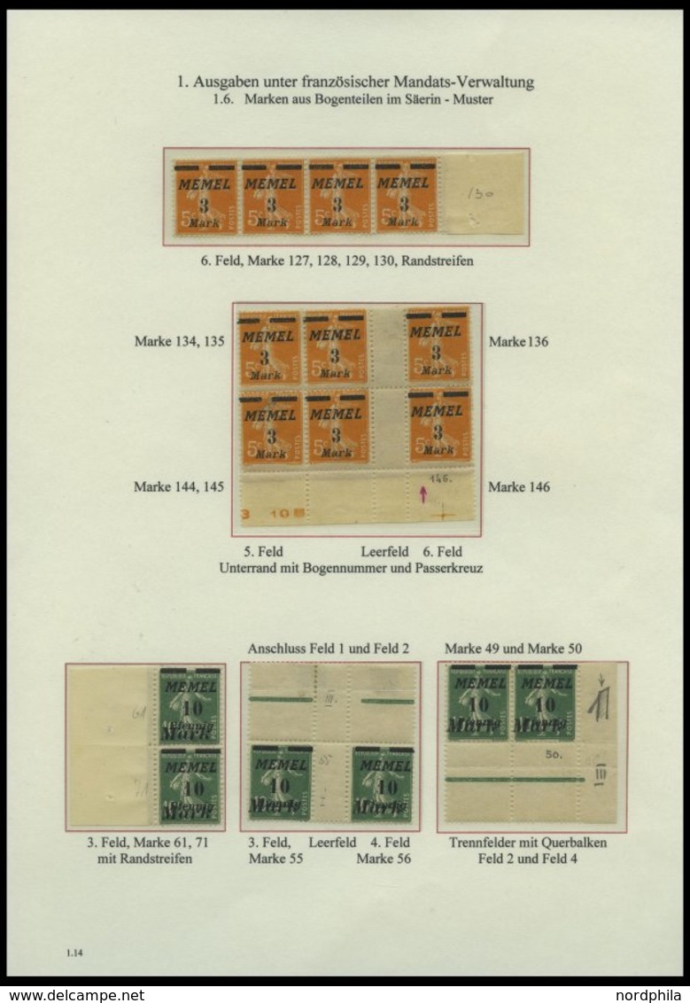 MEMELGEBIET o,Brief,BrfStk,**,* , reichhaltige saubere Teilsammlung Memel von 1920-1922 mit vielen Besonderheiten, Bogen