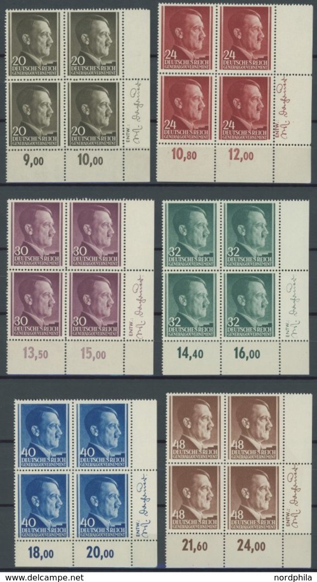 GENERALGOUVERNEMENT 71-82 VB **, 1941, Hitler, Je Im Rechten Unteren Eckrandviererblock Mit Entwerfer-Namen, Postfrisch, - Occupation 1938-45