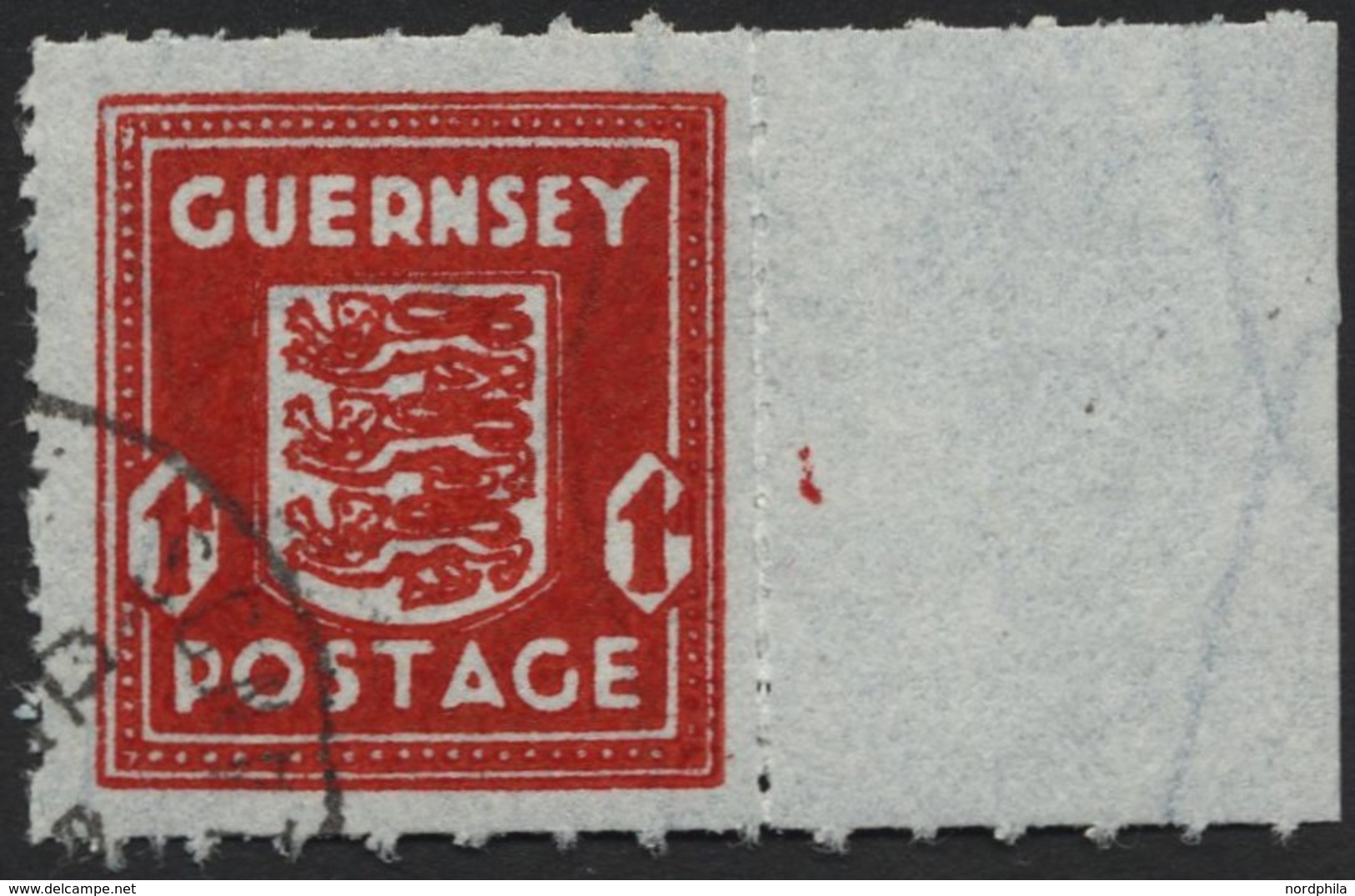 GUERNSEY 5 O, 1942, 1 P. Banknotenpapier Mit Breitem Rand, Pracht - Ocupación 1938 – 45