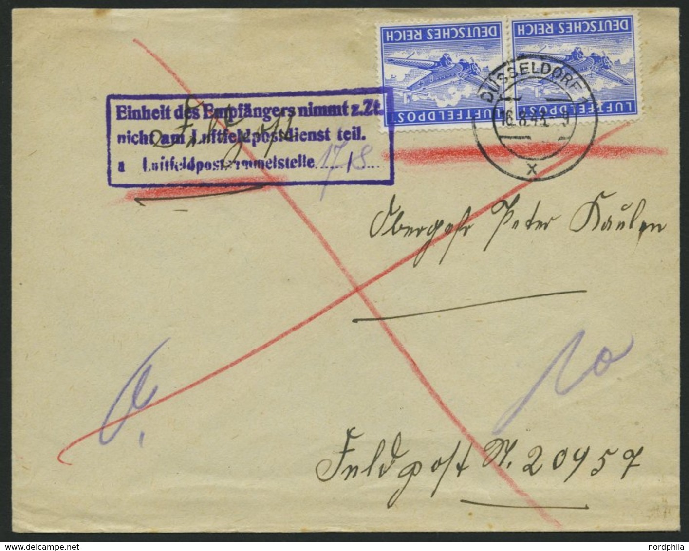 FELDPOSTMARKEN 42 BRIEF, 1942/3, 3 Luft-Feldpostbriefe Mit Verschiedenen Hinweisstempeln H/F - Besetzungen 1938-45