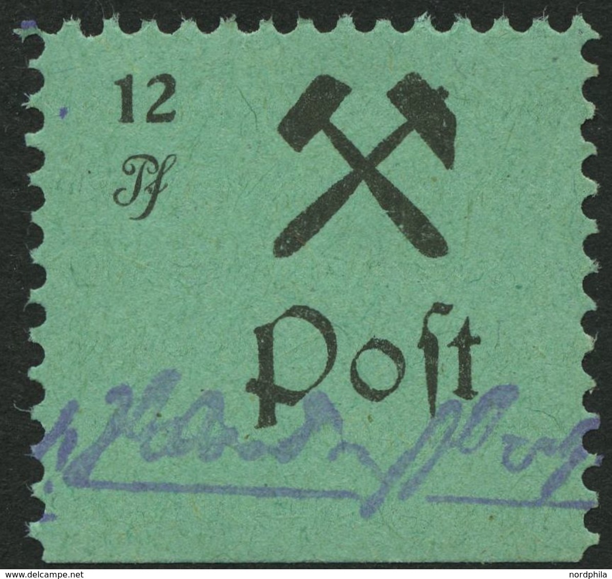 GROSSRÄSCHEN 25IV **, 1945, 12 Pf. Schwarz Auf Grün, Type IV, Pracht, Mi. 200.- - Correos Privados & Locales