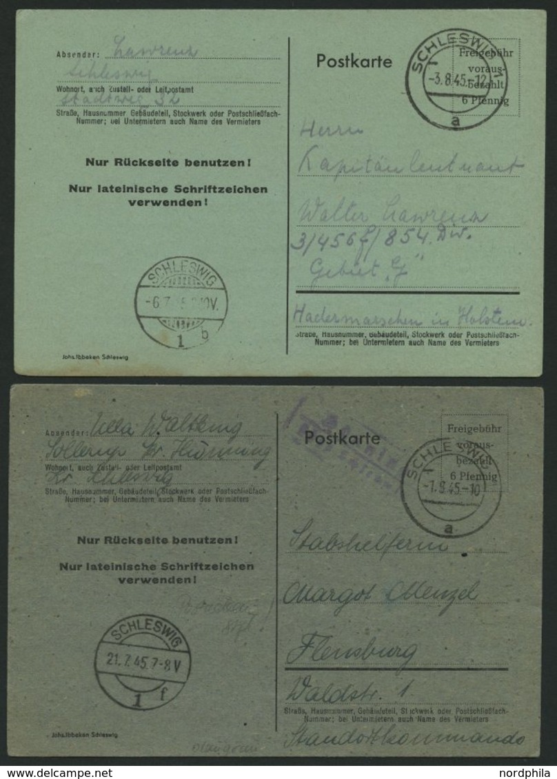 ALL. BES. AUFBRAUCHAUSGABEN P 719I BRIEF, 1945, 6 Pf. Schwarz Mit Druckvermerk Johs. Ibbeken, Schleswig, 4 Karten In Ver - Autres & Non Classés