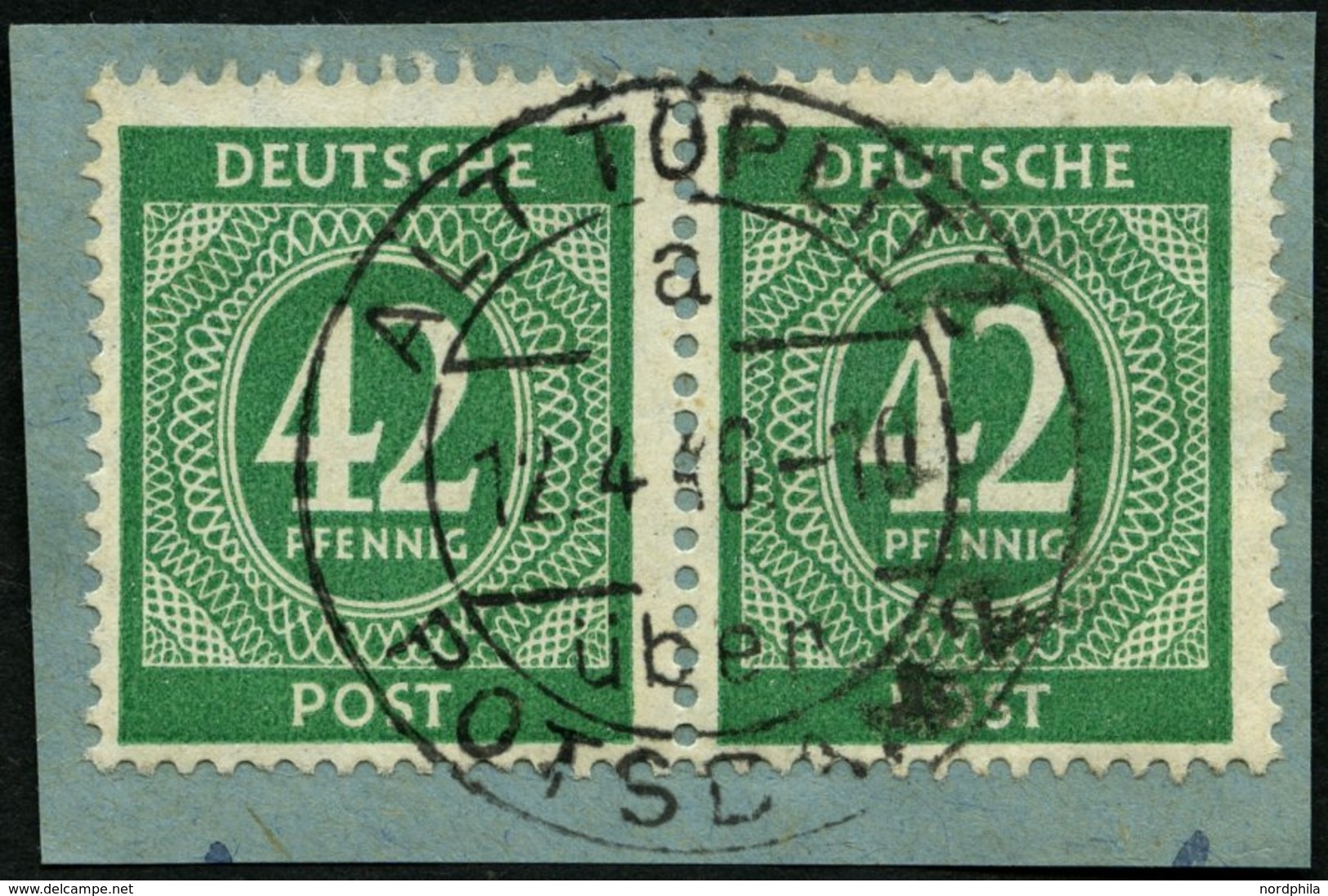 ALLIIERTE BES. 930 Paar BrfStk, 1946, 42 Pf. Smaragdgrün Im Waagerechten Paar, Prachtbriefstück, Mi. (80.-) - Autres & Non Classés