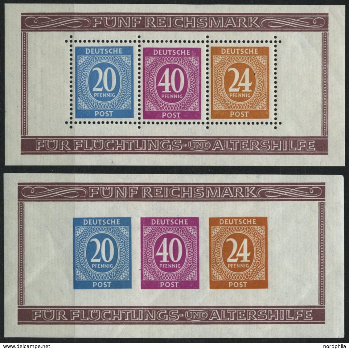 ALLIIERTE BES. Bl. 12A/B **, 1946, Blockpaar Briefmarken-Ausstellung, übliche Gümmibüge, Pracht, Mi. 120.- - Autres & Non Classés