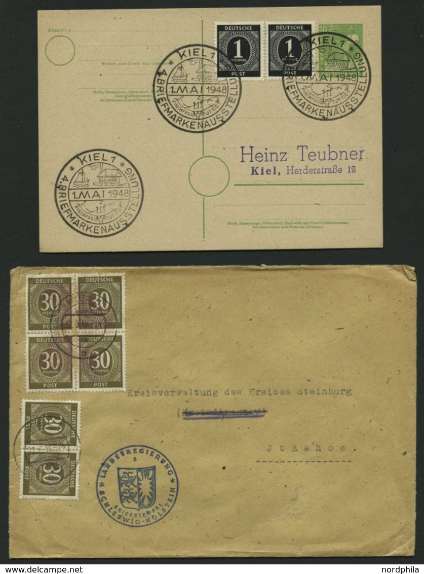 ALLIIERTE BES. 1945-49, Partie von 85 Belegen aus KIEL, dabei auch Ganzsachen, Sonderstempel und einige Besonderheiten, 