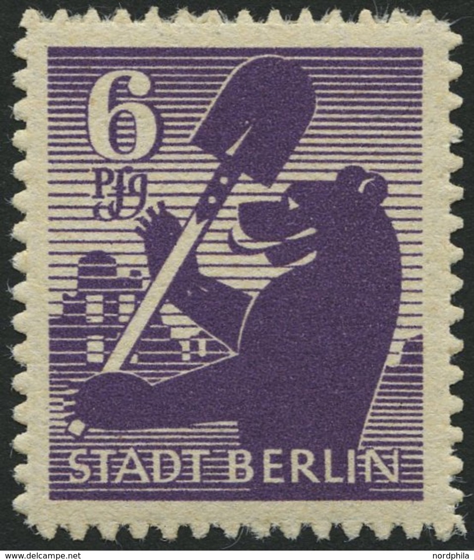 BERLIN UND BRANDENBURG 2Bb **, 1945, 6 Pf. Dunkelgrauviolett, Durchstochen, Pracht, Kurzbefund Ströh, Mi. 600.- - Autres & Non Classés