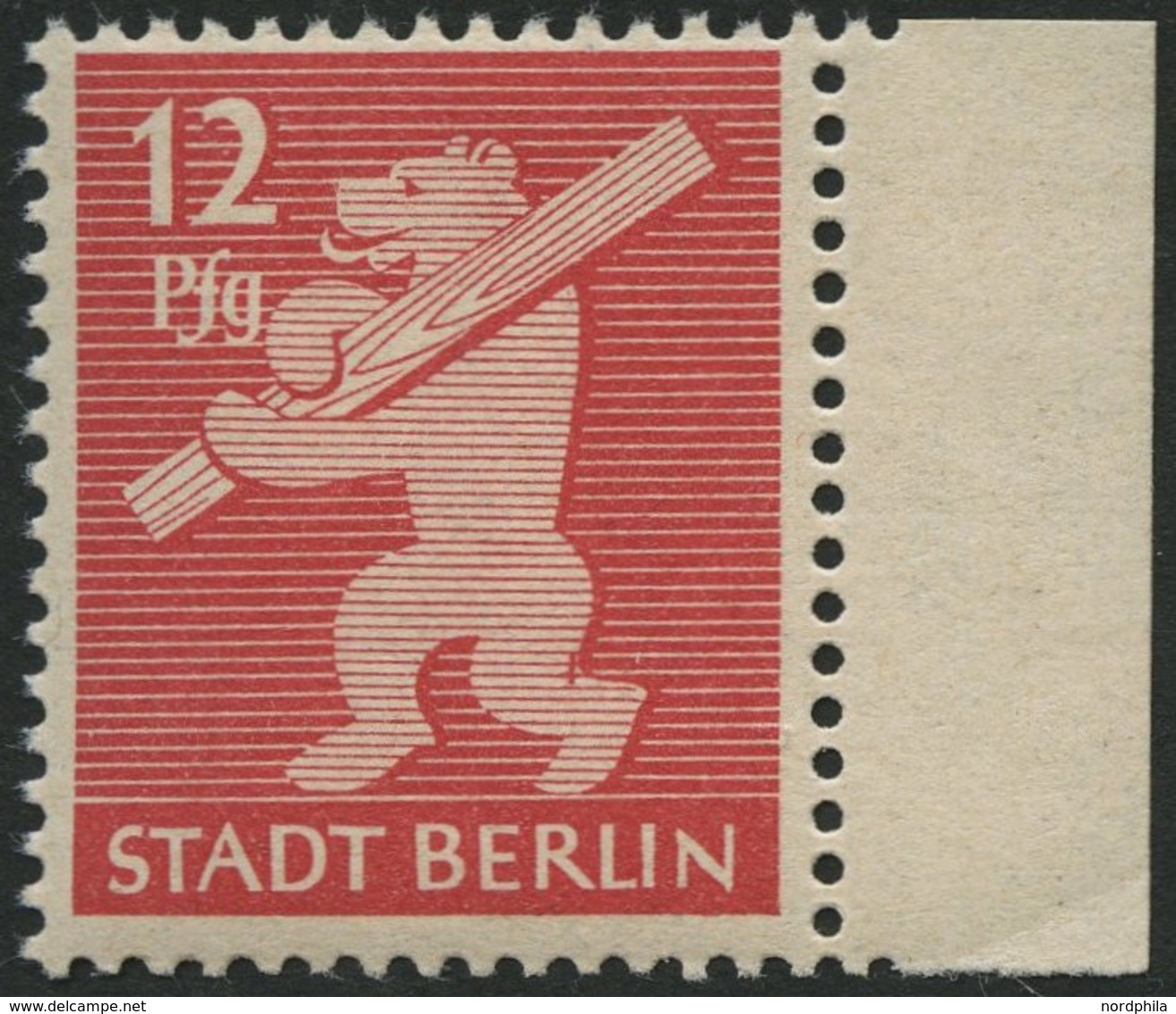BERLIN UND BRANDENBURG 5AAwbx **, 1945, 12 Pf. Mittelkarminrot, Hellchromgelbes Papier, Glatter Gummi, Pracht, Gepr. Str - Autres & Non Classés