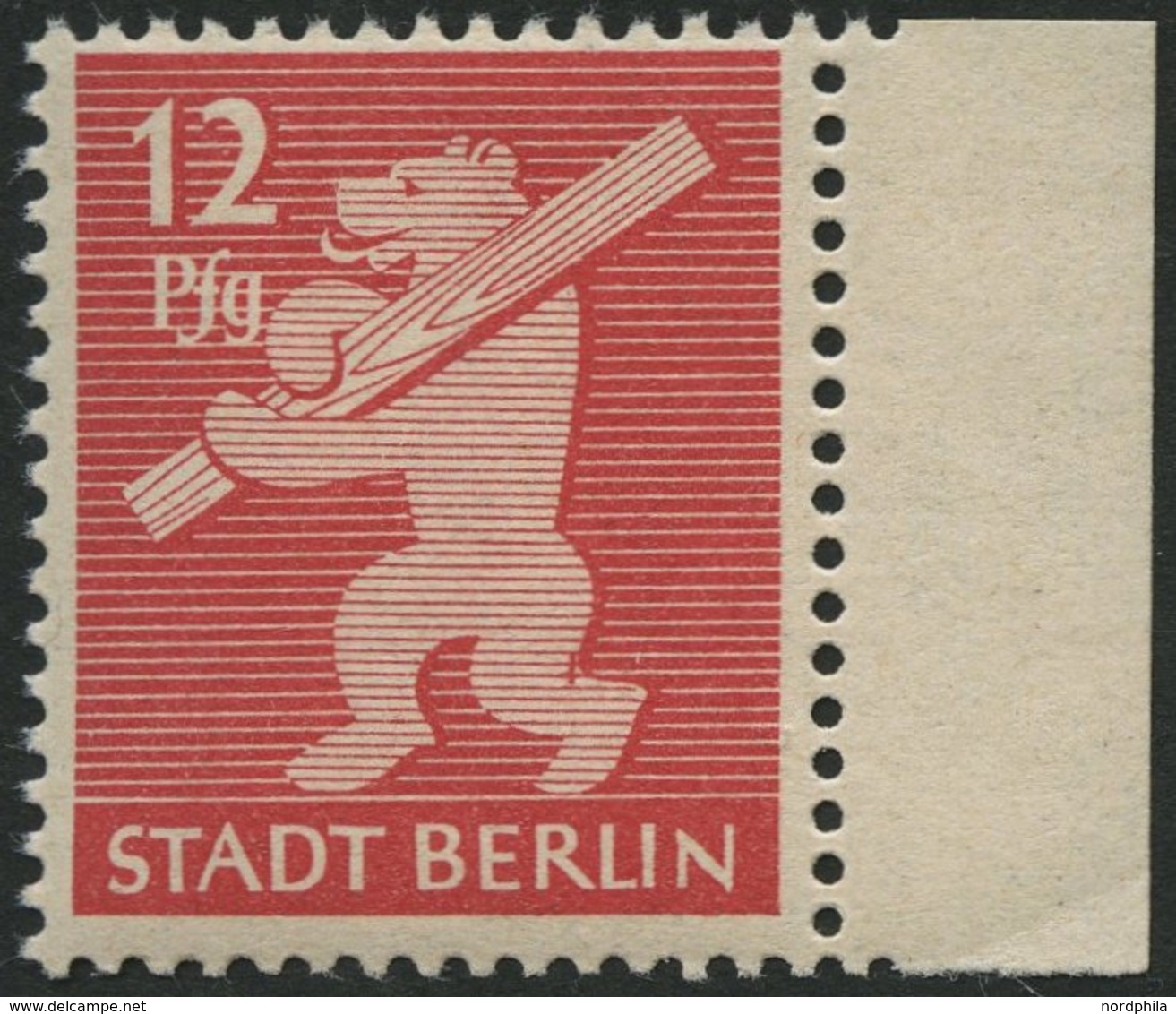 BERLIN UND BRANDENBURG 5AAwbx **, 1945, 12 Pf. Mittelkarminrot, Hellchromgelbes Papier, Glatter Gummi, Pracht, Gepr. Str - Otros & Sin Clasificación