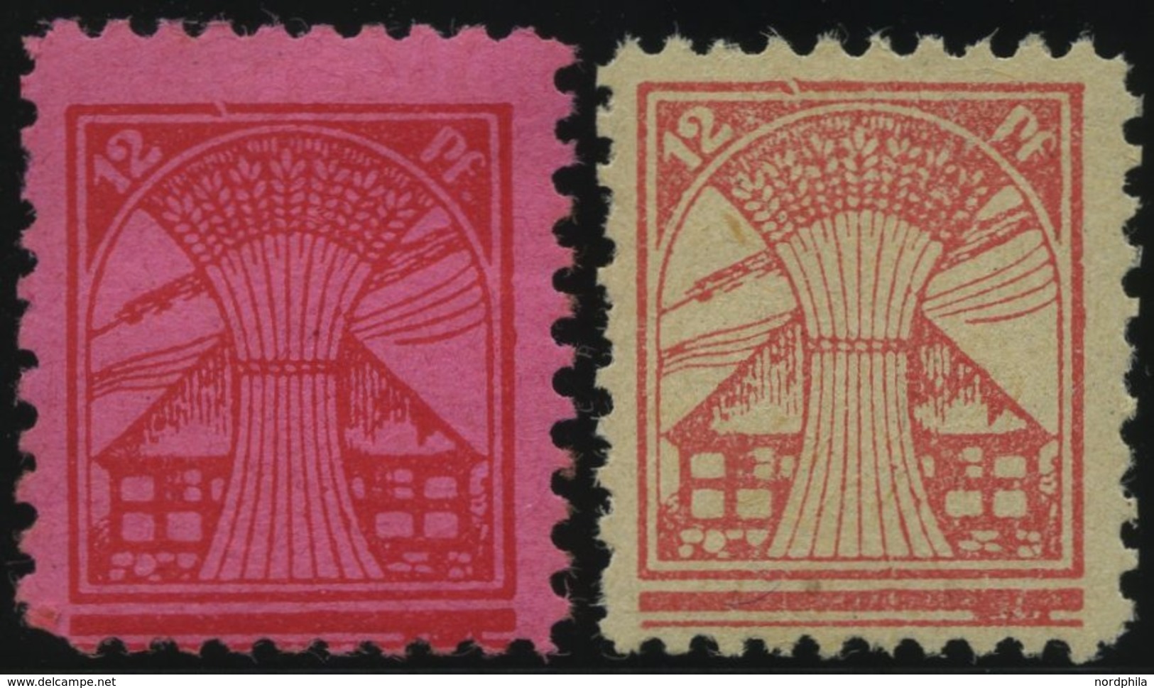 MECKLENBURG-VORPOMMERN 18c,19xIIPFI *, 1945, 12 Pf. Rosarot Und 12 Pf. Dunkelrosarot Auf Lilarosa, Beide Mit Plattenfehl - Otros & Sin Clasificación