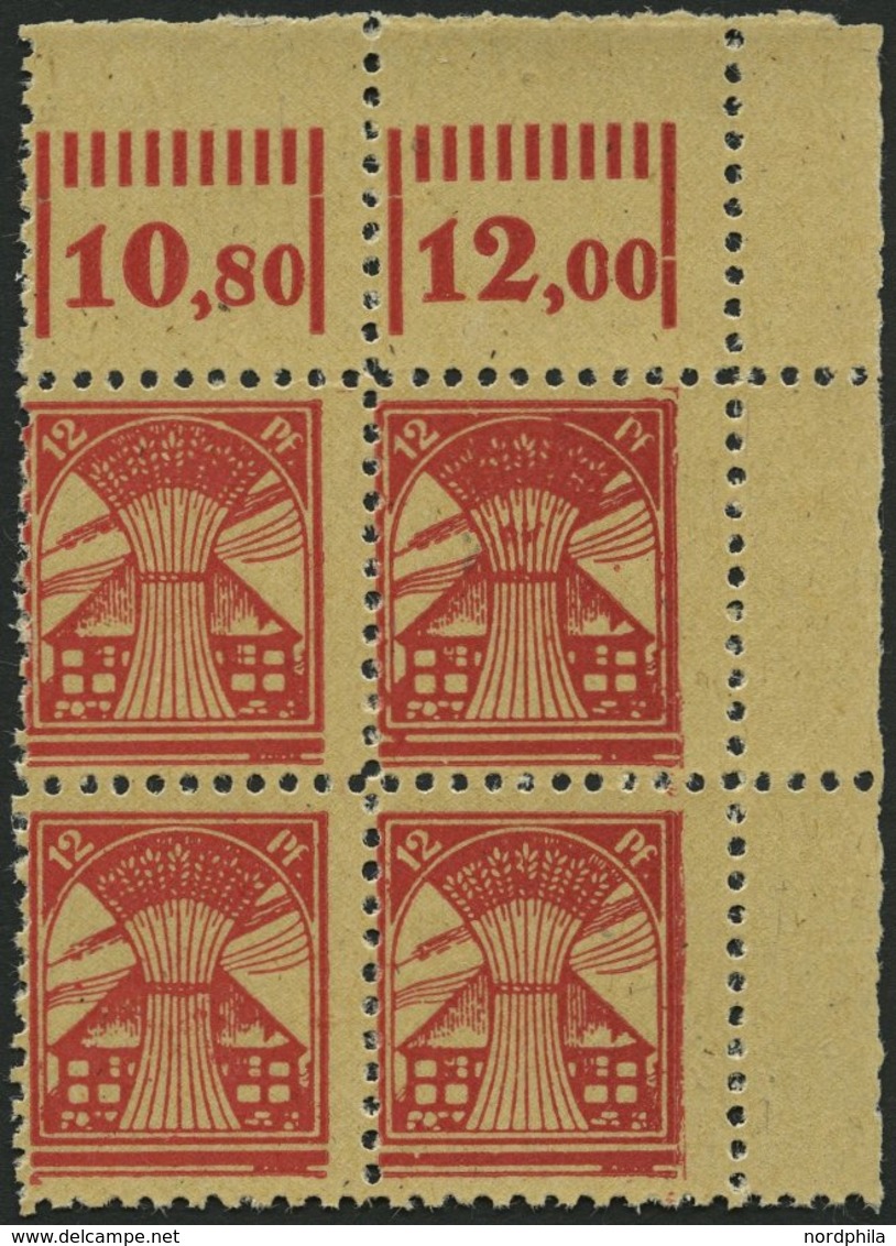 MECKLENBURG-VORPOMMERN 18dG VB **, 1945, 12 Pf. Bräunlichrot, Druck Auf Gummiseite, Im Oberen Rechten Eckrandviererblock - Otros & Sin Clasificación