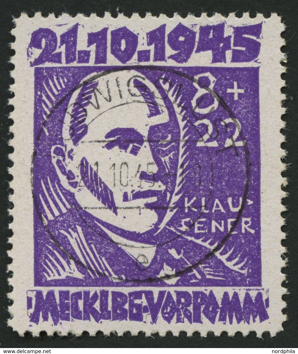 MECKLENBURG-VORPOMMERN 21 O, 1945, 8 Pf. Faschismus, Pracht, Gepr. Kramp, Mi. 80.- - Autres & Non Classés