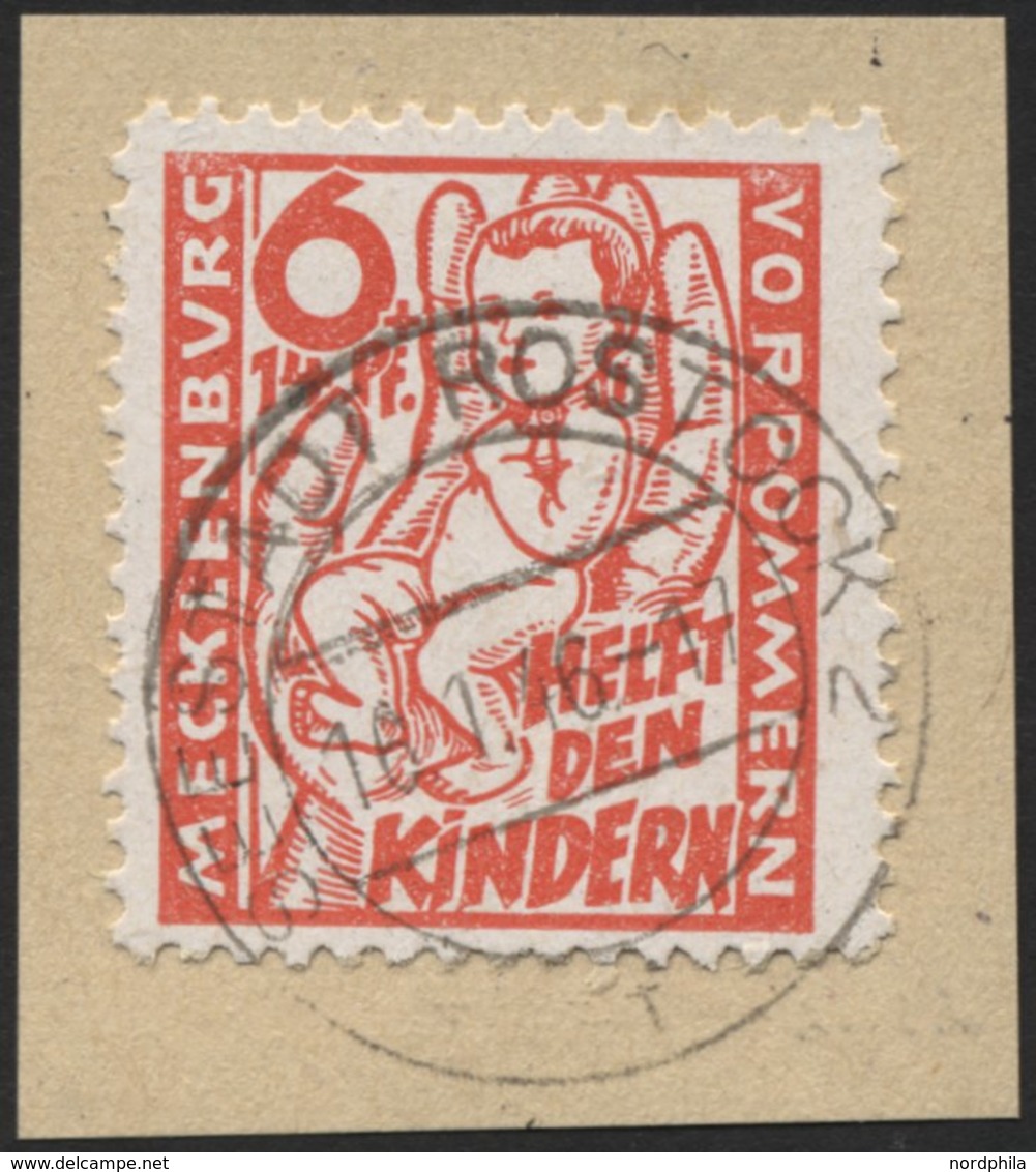 MECKLENBURG-VORPOMMERN 26a BrfStk, 1945, 6 Pf. Lebhaftrötlichorange Kinderhilfe, Prachtbriefstück, Gepr. Kramp, Mi. 60.- - Autres & Non Classés