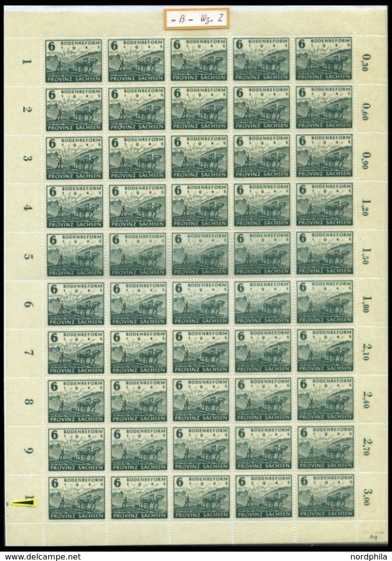 PROVINZ SACHSEN 90/1 **, 1946, Bodenreform Auf Zigarettenpapier, Große Bogensammlung Von über 200 Vollständigen Bogen In - Autres & Non Classés