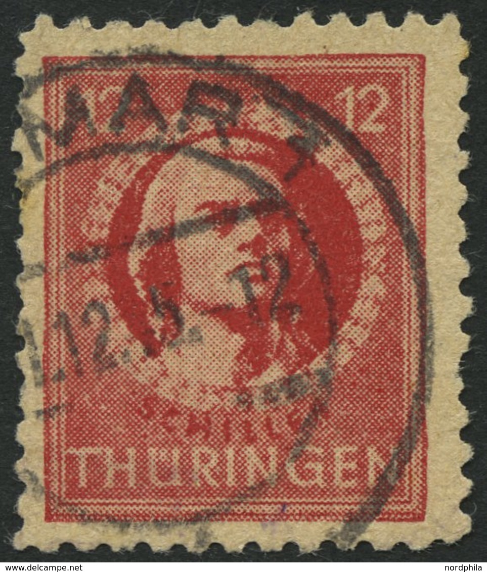 THÜRINGEN 97AXbat O, 1945, 12 Pf. Dunkelbräunlichrot, Vollgummierung, Gelblichgraues Papier, Zahnfehler, Feinst, R!, Kur - Otros & Sin Clasificación