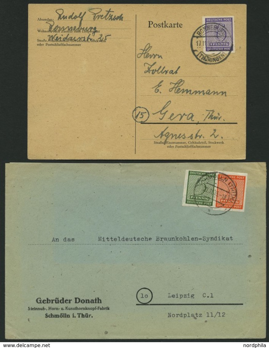 WEST-SACHSEN 116-19X BRIEF, 1945, Ziffer, Wz. 1X, Auf 3 Belegen Mit Verschiedenen Stempeln Aus THÜRINGEN, Pracht - Autres & Non Classés