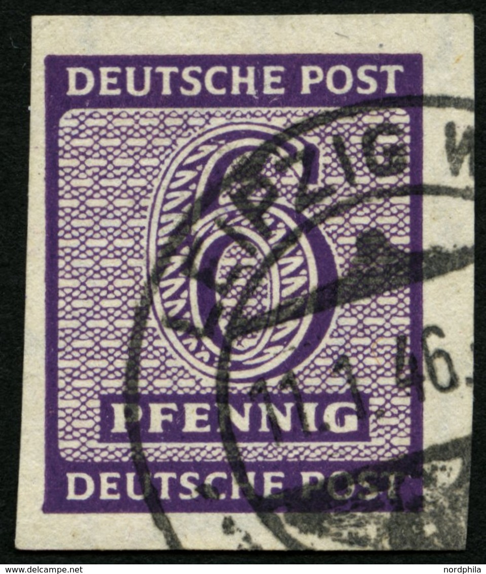 WEST-SACHSEN 117Xb O, 1945, 6 Pf. Dunkelrotviolett, Wz. 1X, Pracht, Gepr. Dr. Jasch, Mi. 50.- - Autres & Non Classés