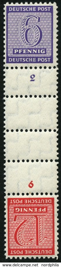 WEST-SACHSEN SK Zd 6 **, 1945, Versuchszähnung 6 + Z + Z + 12, Pracht, Mi. 60.- - Other & Unclassified