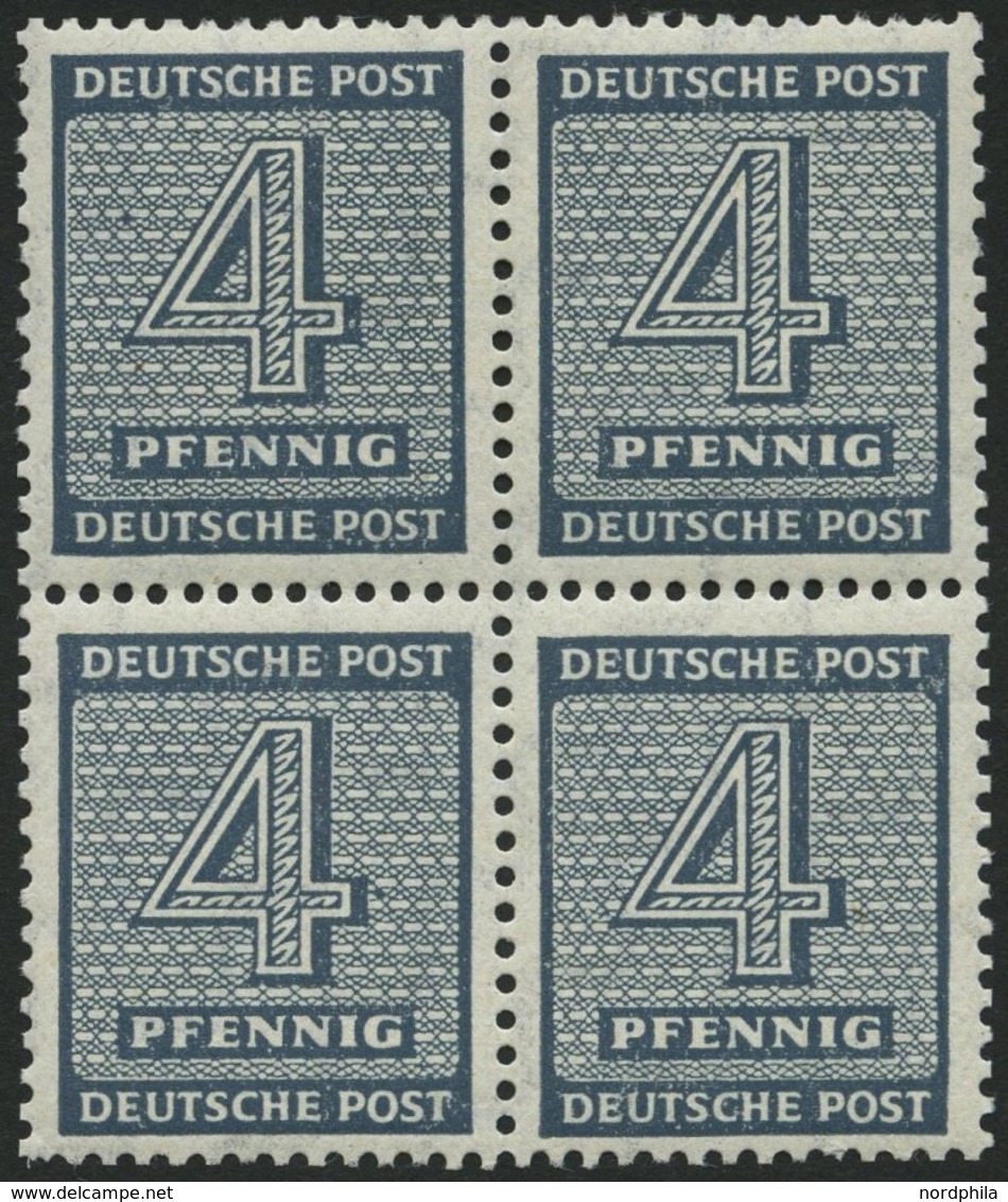 WEST-SACHSEN 127Xb VB **, 1945, 4 Pf. Blaugrau, Wz. 1X, Im Viererblock, Pracht, Gepr. Ströh, Mi. 200.- - Other & Unclassified