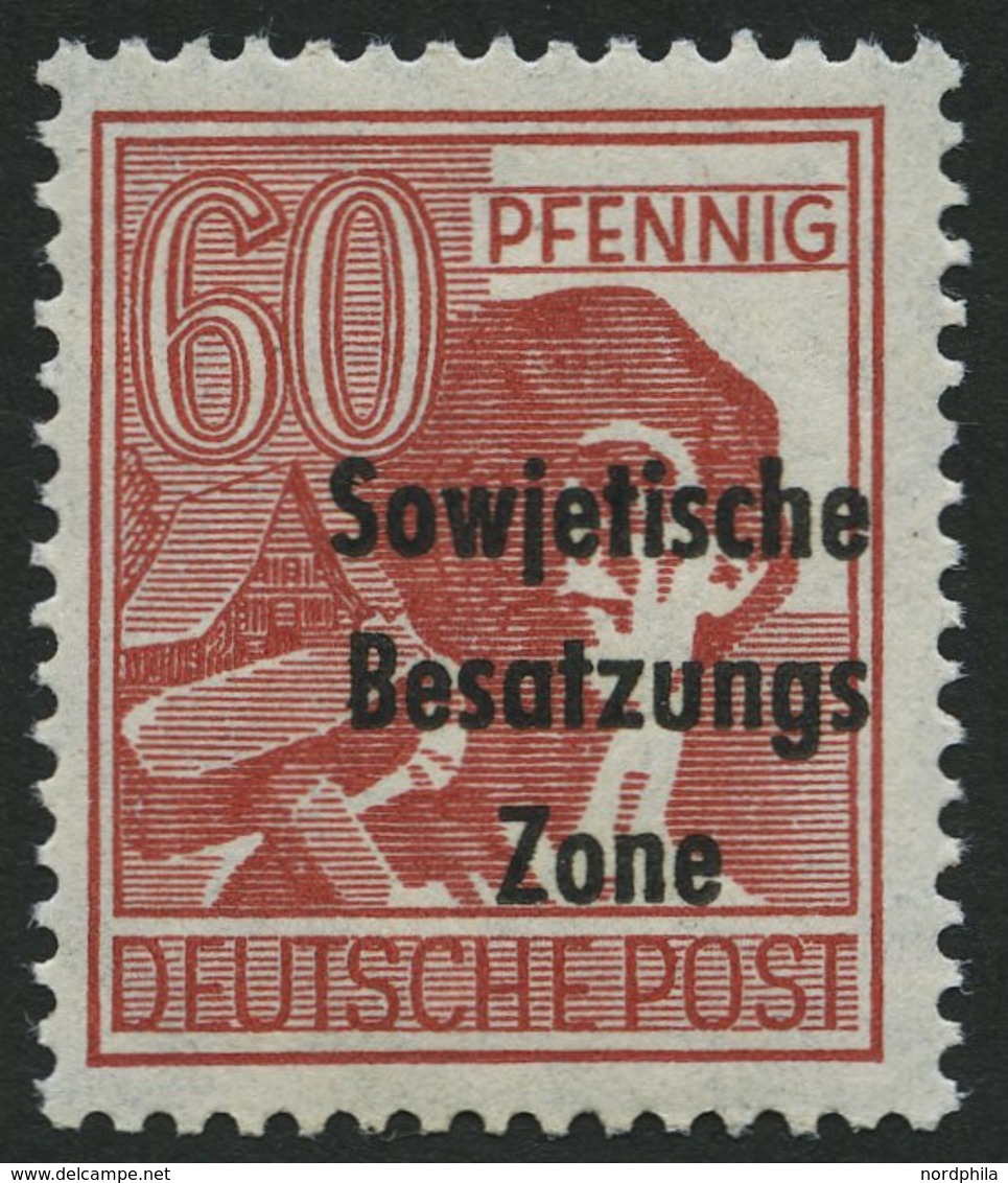 ALLGEMEINE-AUSGABEN 195a **, 1948, 60 Pf. Karmin, Pracht, Gepr. Paul, Mi. 70.- - Other & Unclassified