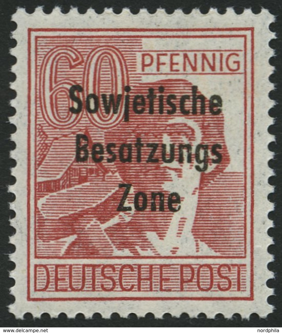 ALLGEMEINE-AUSGABEN 195a **, 1948, 60 Pf. Karmin, Pracht, Gepr. Paul, Mi. 70.- - Other & Unclassified