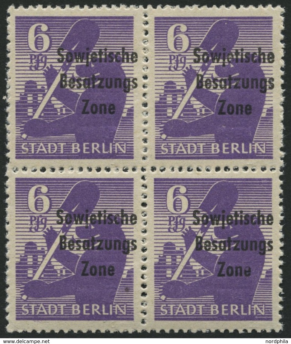 ALLGEMEINE-AUSGABEN 201wbzDDII **, 1948, 6 Pf. Lebhaftgrauviolett, Aufdruck Einmal Normal Zusätzlich Blindaufdruck, Im V - Otros & Sin Clasificación