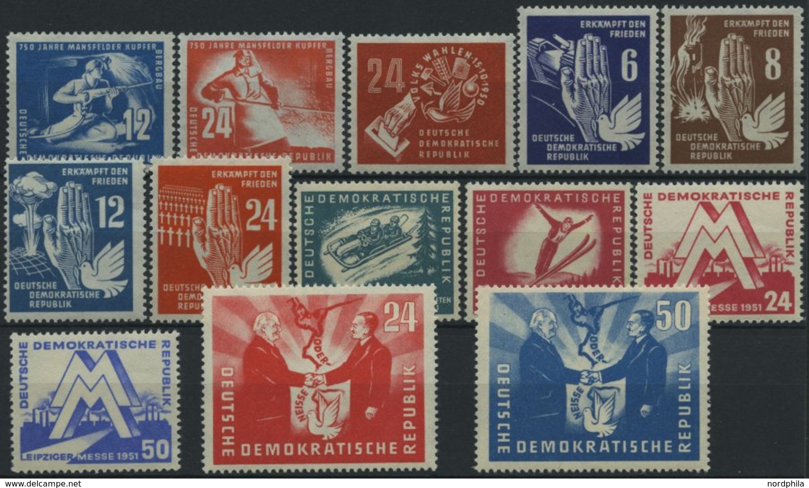 DDR 273-85 **, 1950/1, 13 Prachtwerte, Mi. 146.- - Oblitérés