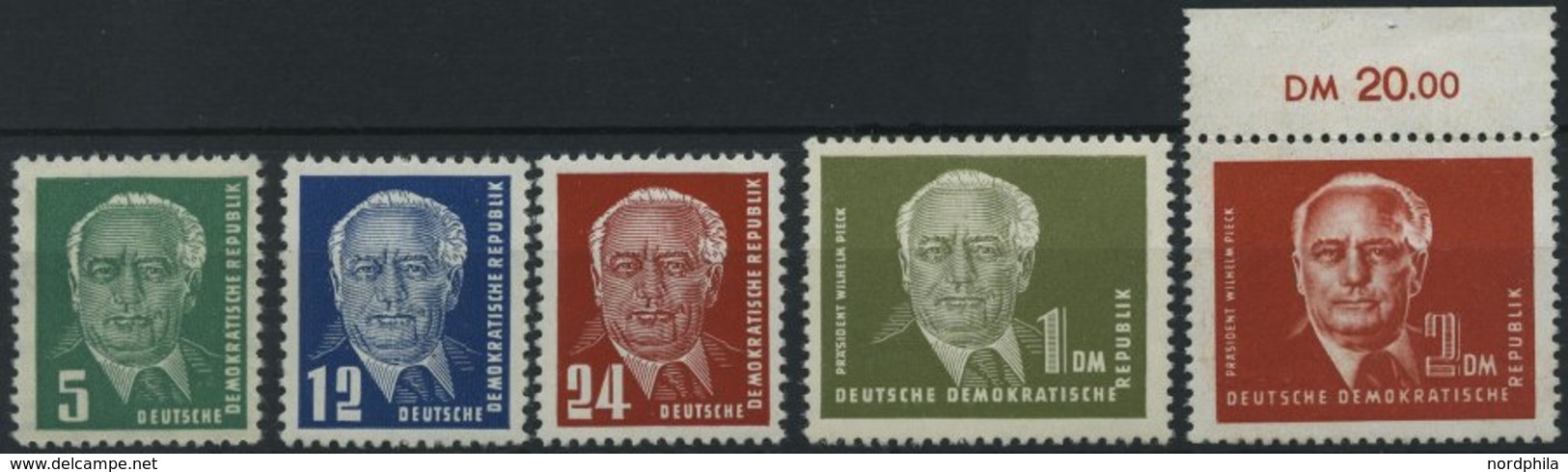 DDR 322-26 **, 1952/3, Pieck, Wz. 2, Pracht, Mi. 120.- - Gebraucht