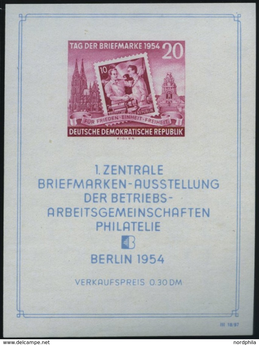 DDR Bl. 10III **, 1954, Block Briefmarken-Ausstellung Mit Abart Punkt über Rechtem Oberem Block-Einfassungsornament, Pra - Gebraucht