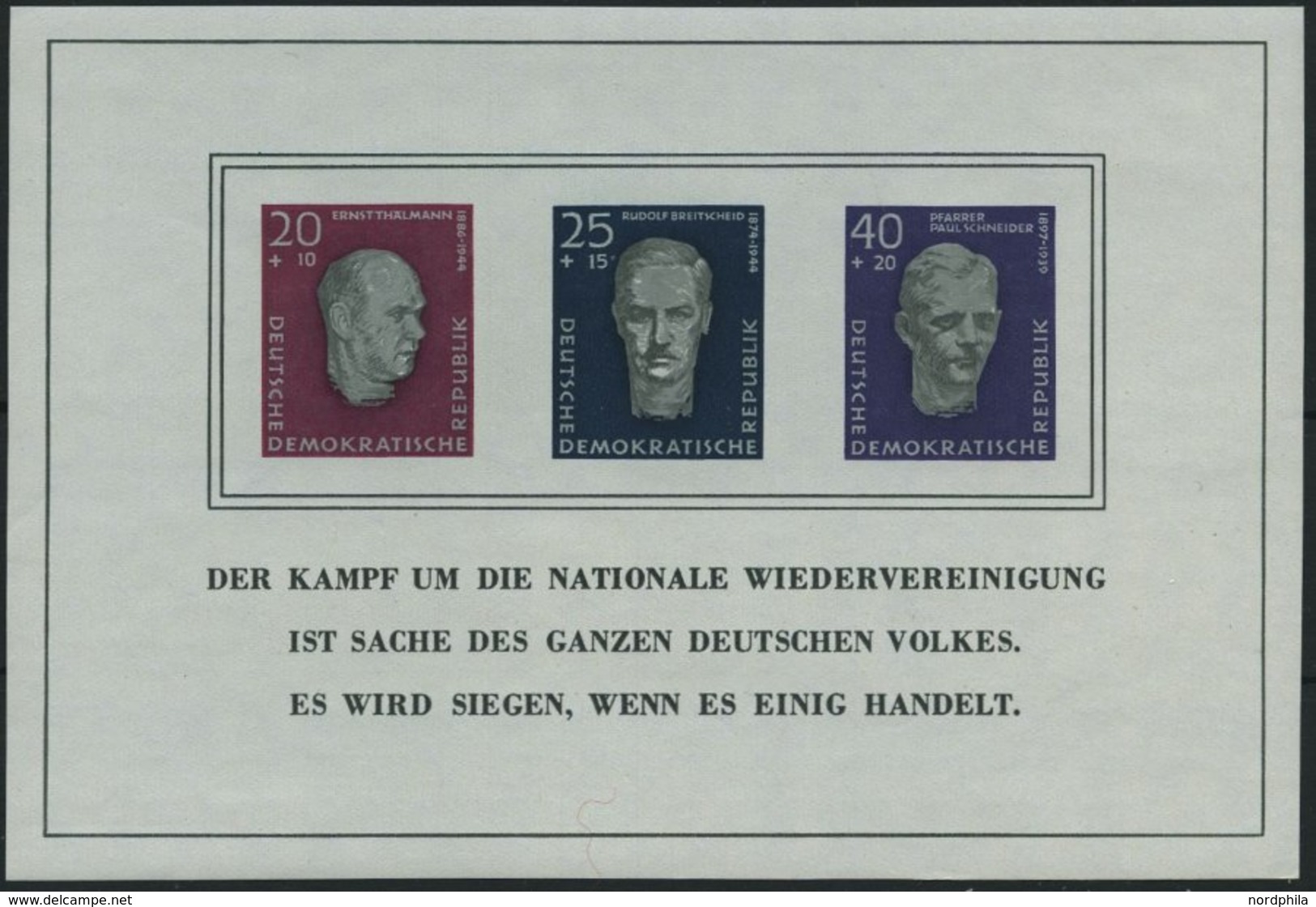 DDR Bl. 15 **, 1958, Block Buchenwald, Pracht, Mi. 60.- - Usados