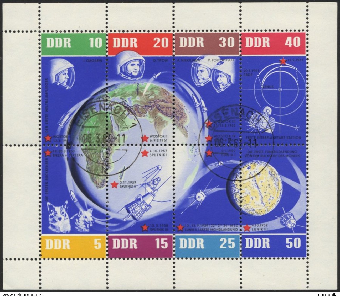 DDR 926-33KB O, 1962, 5 Jahre Sowjetische Weltraumflüge Im Kleinbogen, Tagesstempel, Pracht, Mi. 90.- - Used Stamps