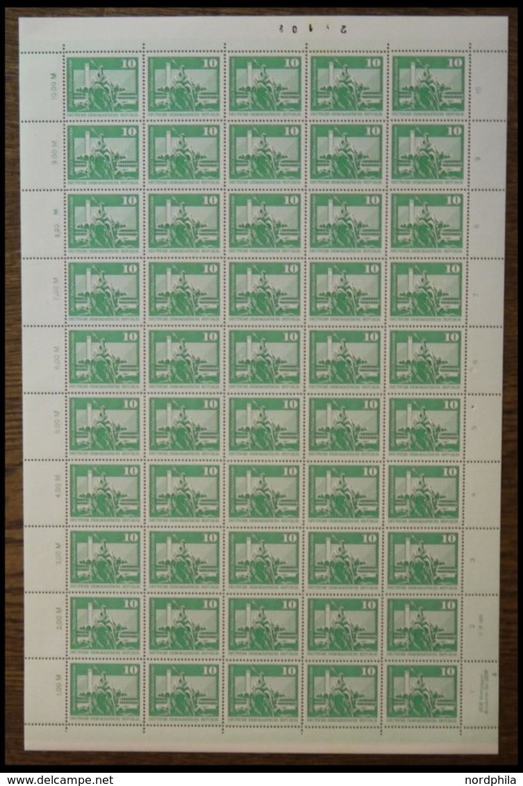 DDR 1843IdRWZL/I **, 1973, 10 Pf. Neptunbrunnen Im Bogen (50) Mit Kompletten Falschen Reihenwertzahlen Auf Linkem Seiten - Usados