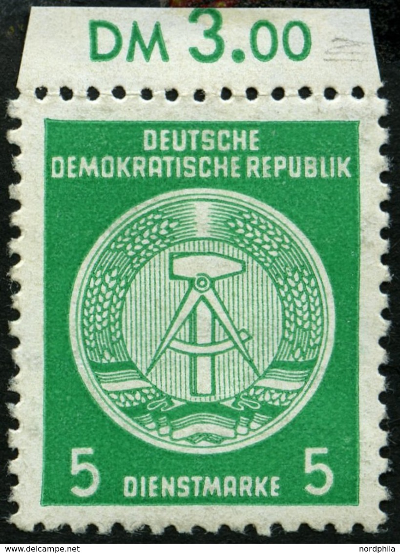 DIENSTMARKEN A D 18IIXII **, 1954, 5 Pf. Smaragdgrün, Type II, Wz. 2XII, Feinst, Gepr. Jahn, Mi. 250.- - Sonstige & Ohne Zuordnung