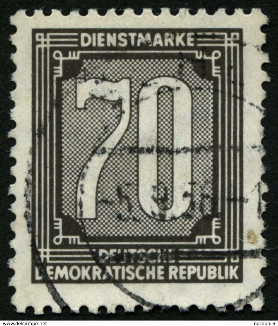 DIENSTMARKEN B D 5XI O, 1956, 70 Pf. Schwärzlichgrau, Stempel SUHL, üblich Gezähnt Pracht, Gepr. Jahn, Mi. 150.- - Autres & Non Classés