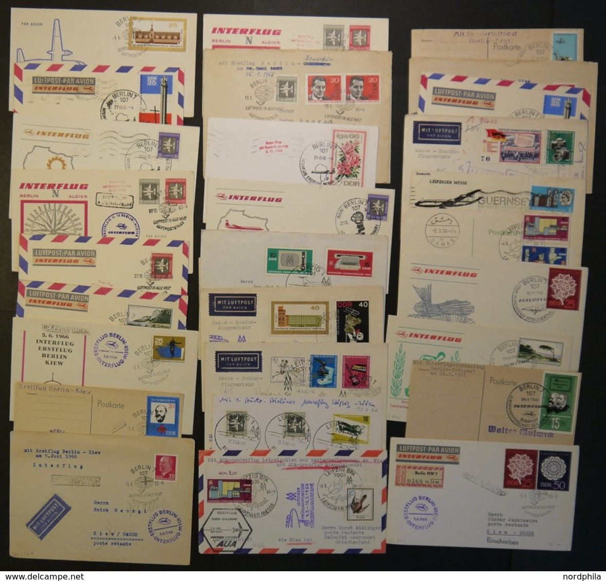 LOTS 1966, 30 Meist Verschiedene Luftpostbelege, überwiegend Eröffnungs-und Sonderflüge, Pracht - Sammlungen