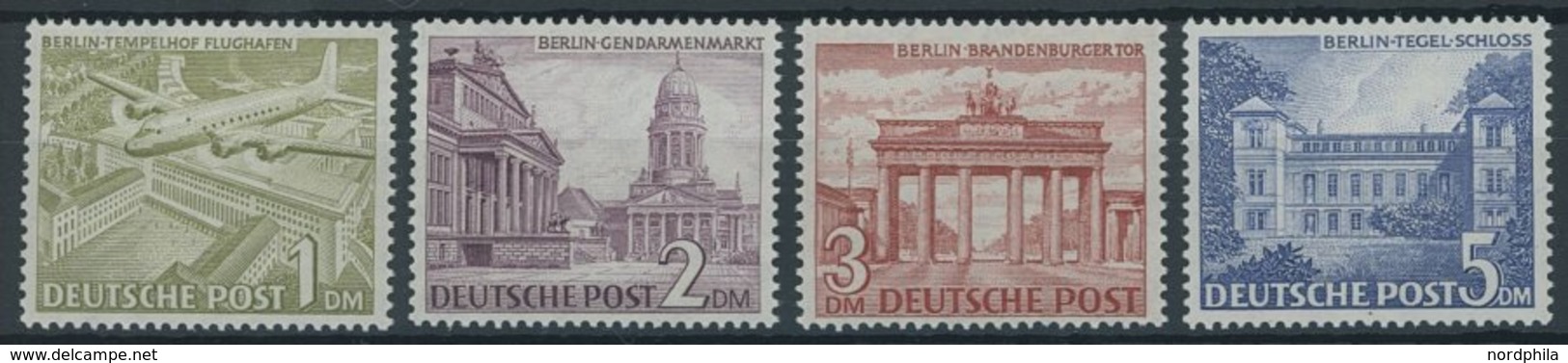 BERLIN 57-60 *, 1949, 1 - 5 DM Bauten, Falzrest, 4 Prachtwerte, Mi. 162.50 - Otros & Sin Clasificación