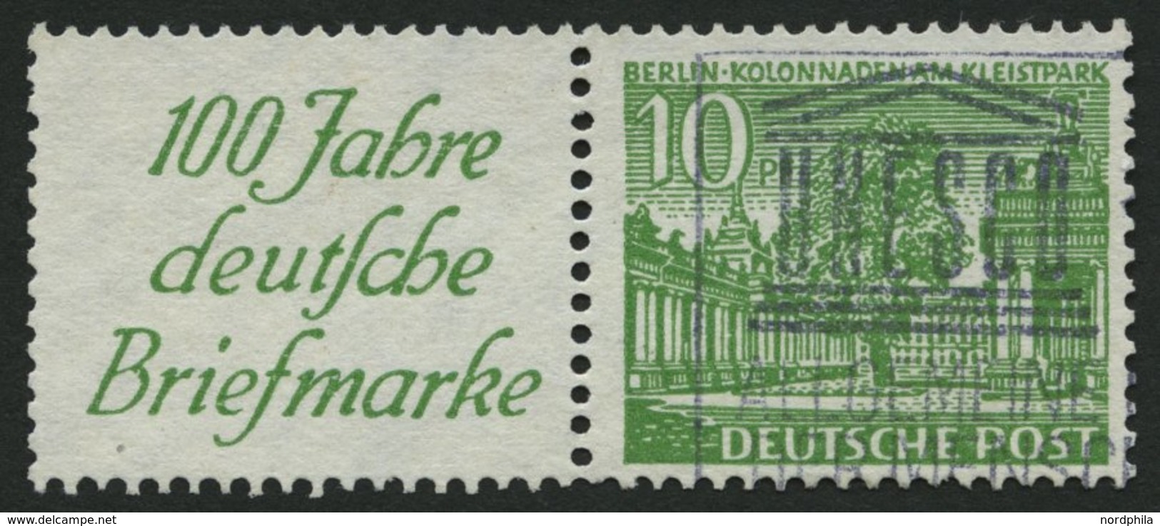 ZUSAMMENDRUCKE W 9 O, 1949, Bauten R1b + 10, Heftchenzähnung, Feinst, Mi. 85.- - Zusammendrucke