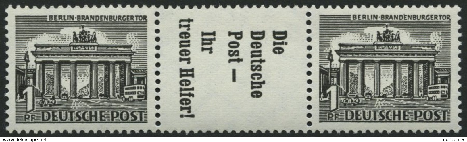 ZUSAMMENDRUCKE W 40 **, 1952, Bauten 1 + R7 + 1, Pracht, Mi. 95.- - Zusammendrucke