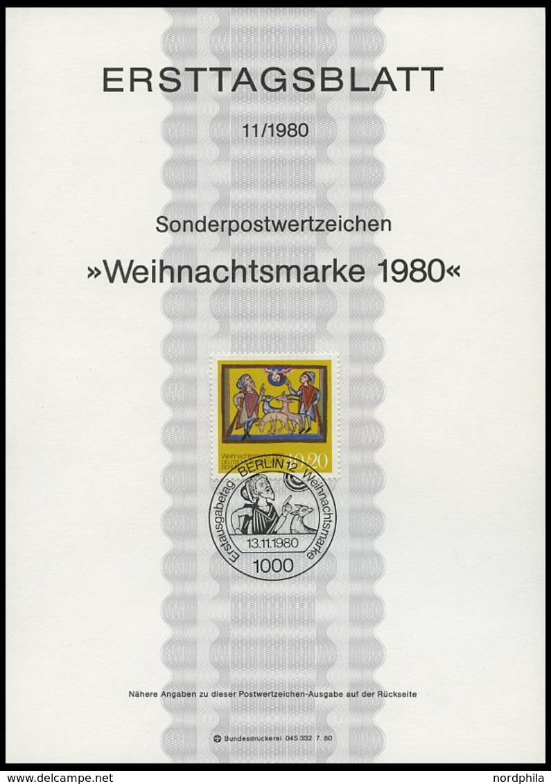 ERSTTAGSBLÄTTER 614-36 BrfStk, 1980, Kompletter Jahrgang, ETB 1 - 11/80, Pracht - Other & Unclassified