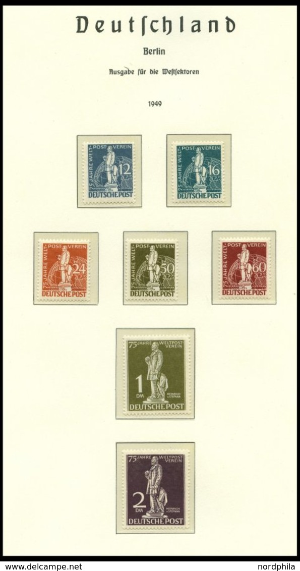 SAMMLUNGEN ** , Komplette Sammlung Berlin Von 1949-1990 Im Leuchtturm Falzlosalbum, Nr. 68-70, Bl. 1, 74 Und 78 Mit Falz - Collections