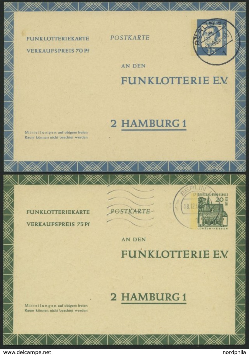 GANZSACHEN FP 7/8 BRIEF, 1963, 15 Und 20 Pf. Funklotterie, Gebraucht, Pracht, Mi. 73.- - Colecciones
