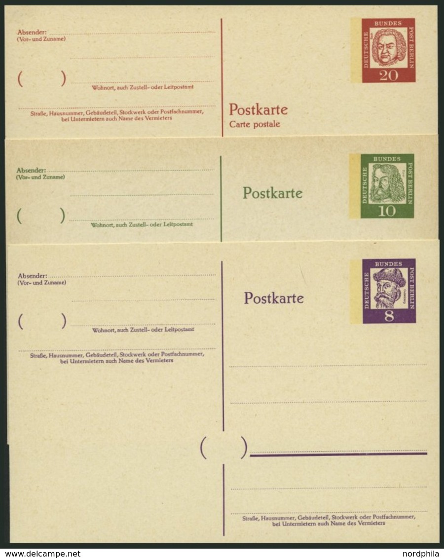 GANZSACHEN P 50-55 BRIEF, 1961, Bedeutende Deutsche In Antiqua, Komplett, Ungebraucht, 6 Prachtkarten, Mi. 54.- - Collezioni