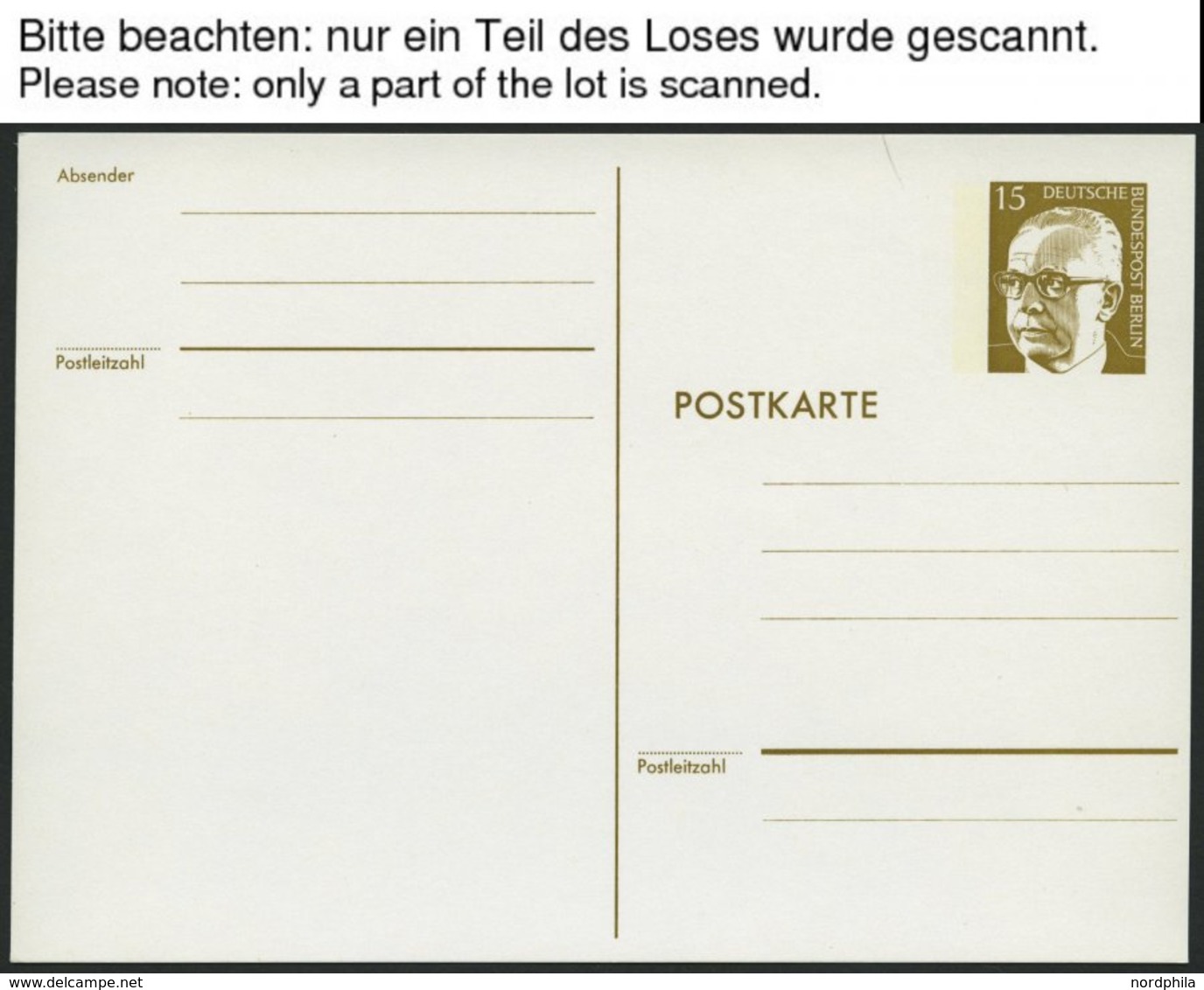 GANZSACHEN P 90b BRIEF, 1973, 15 Pf. Heuss In Dünnen Lettern, Weiß, Ungebraucht, 10 Prachtkarten, Mi. 170.- - Collections