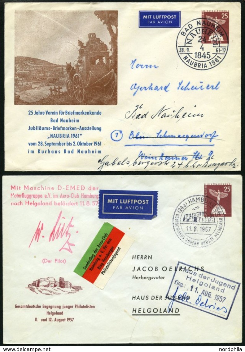 GANZSACHEN PU 19/10, 22 BRIEF, Privatpost: 1957, 25 Pf. Luftbrückendenkmal Auf 2 Privaten Ganzsachen, Pracht - Collezioni