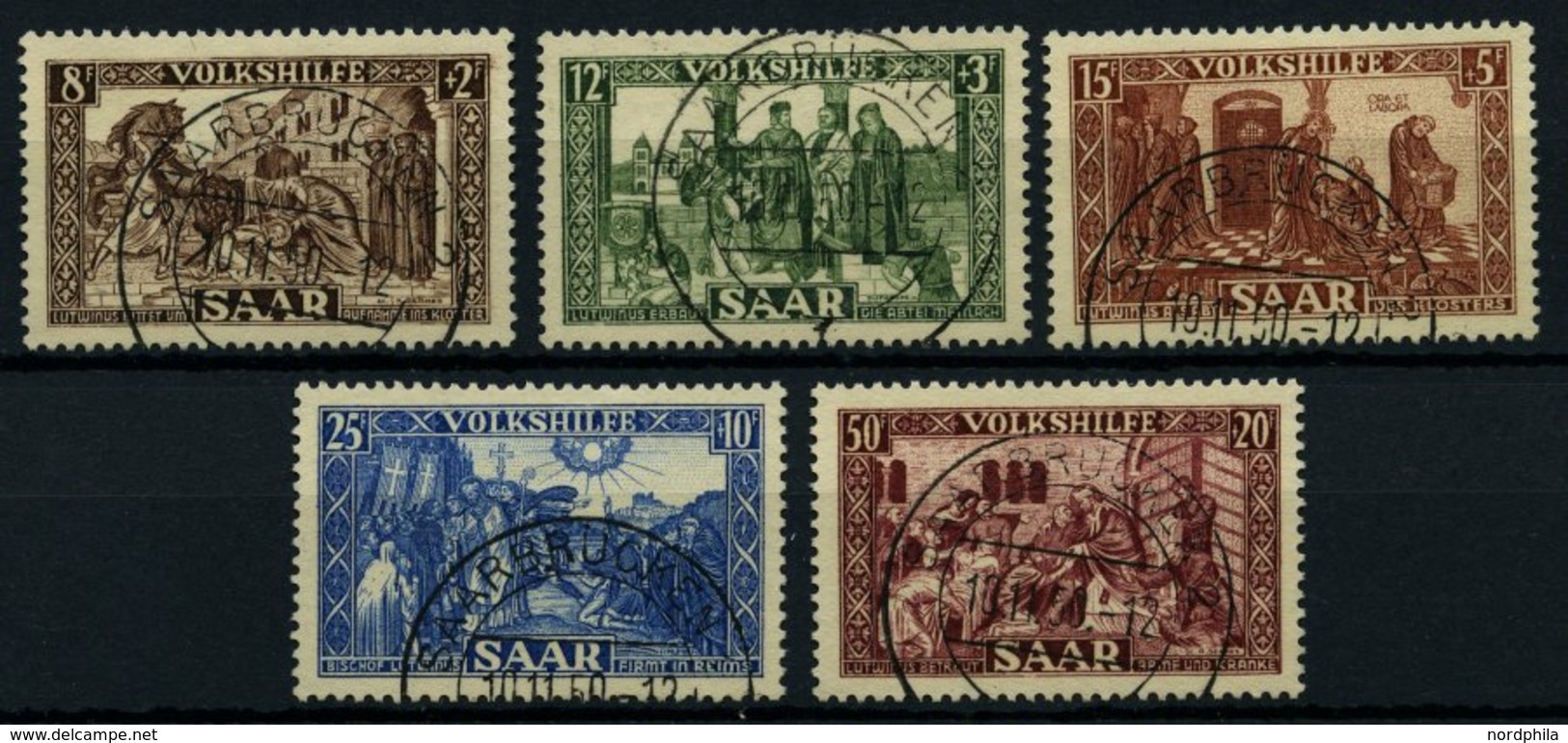 SAARLAND 299-303 O, 1950, Volkshilfe, Prachtsatz, Endwert Gepr. Geigle, Mi. 380.- - Other & Unclassified