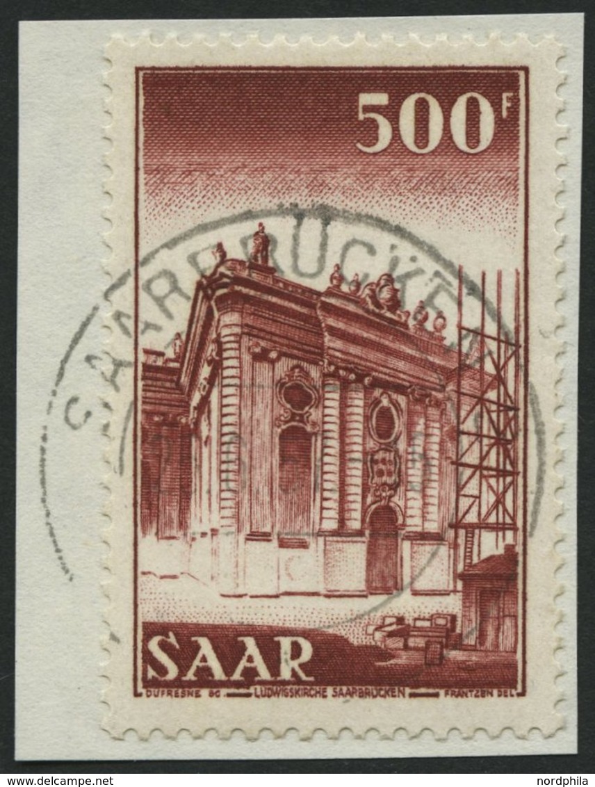 SAARLAND 337 BrfStk, 1953, 500 Fr. Ludwigskirche, Prachtbriefstück, Gepr. Ney, Mi. 80.- - Otros & Sin Clasificación