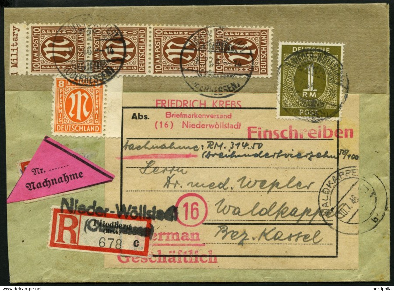 AMERIK. U. BRITISCHE ZONE 5,6 BRIEF, 1946, 8 Pf. Rötlichorange Und 10 Pf. Dunkelorangebraun Im Viererstreifen In Mischfr - Otros & Sin Clasificación