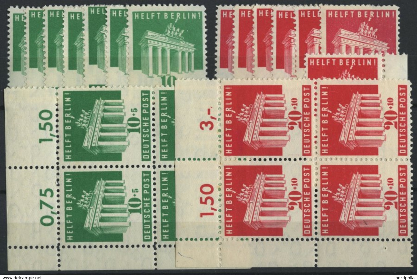 AMERIK. U. BRITISCHE ZONE 101/2 **, 1948, Berlin-Hilfe, 11x, Pracht, Mi. 165.- - Otros & Sin Clasificación